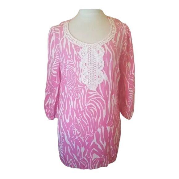 LILLY PULITZER Hot Pink/White Tunic - Size Small - Picture 1 of 5